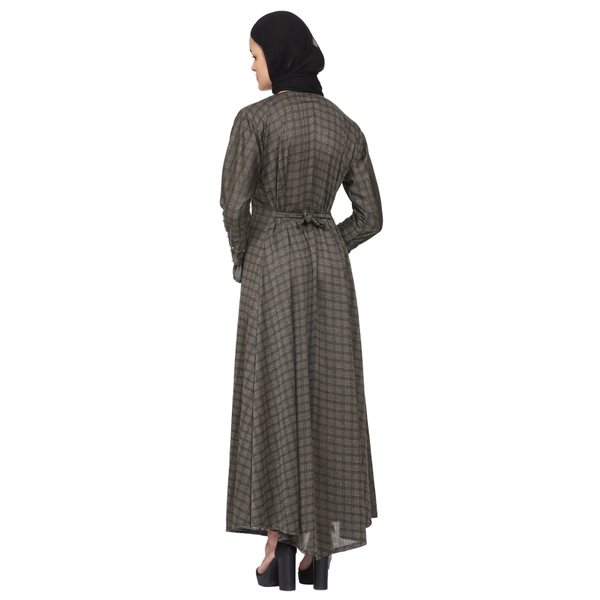 Humeira Abaya Humeira Dubai Style Simple Grey Color Abaya in Al Nida Fabric - 54, 300 gms