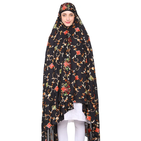 Humeira Abaya Indian Traditional Jaal Squar Chadar in Rayon Fabric With Embroidry Work for Women - M, 100 gms
