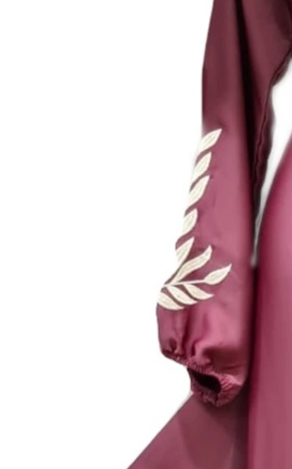 Humeira Abaya Simple Embroidery Abaya in Red Color With Sleeves Lasting - 54, 305 gms