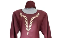 Humeira Abaya Simple Embroidery Abaya in Red Color With Sleeves Lasting - 54, 305 gms