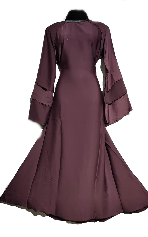 Humeira Abaya Humeira Dubai Style Simple 3 Layer Maroon Color Abaya in Al Nida Fabric - 54, 302 gms