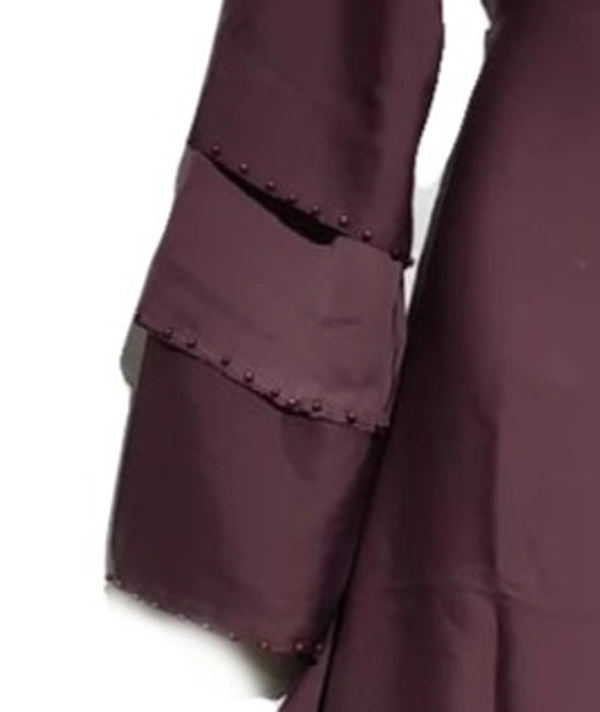 Humeira Abaya Humeira Dubai Style Simple 3 Layer Maroon Color Abaya in Al Nida Fabric - 54, 302 gms