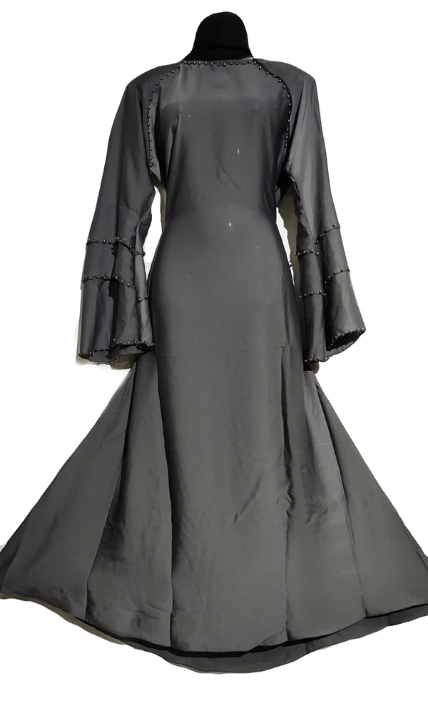 Humeira Abaya Dubai Style Simple Black Color Three Layer Sleeves Abaya in Al Nida Fabric - 54, 307 gms