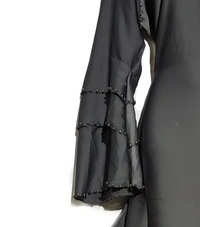 Humeira Abaya Dubai Style Simple Black Color Three Layer Sleeves Abaya in Al Nida Fabric - 54, 307 gms