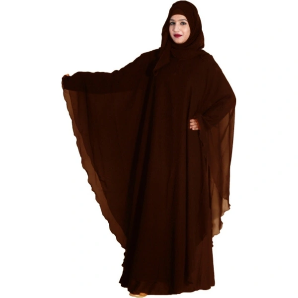 Humeira Abaya Brown Simple Front Closed Kaftan Farasha in Al Nida Fabric - 54, 300 gms