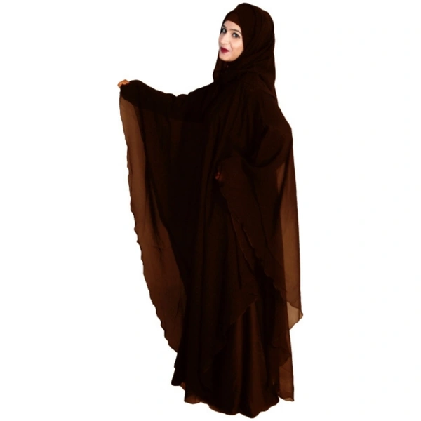 Humeira Abaya Brown Simple Front Closed Kaftan Farasha in Al Nida Fabric - 54, 300 gms