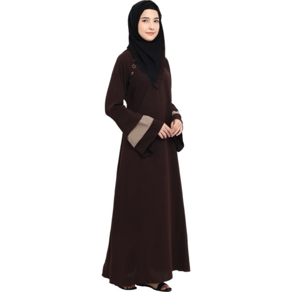 Humeira Abaya Dubai Style 3 Layer Baju Abaya in Brown Color Simple Abaya With Dupatta - 54, 300 gms