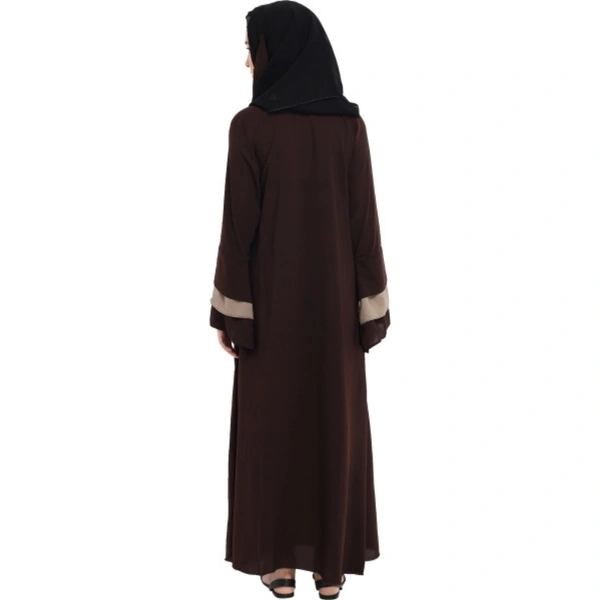 Humeira Abaya Dubai Style 3 Layer Baju Abaya in Brown Color Simple Abaya With Dupatta - 54, 300 gms