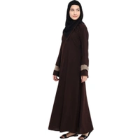 Humeira Abaya Dubai Style 3 Layer Baju Abaya in Brown Color Simple Abaya With Dupatta - 54, 300 gms