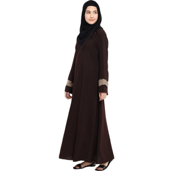 Humeira Abaya Dubai Style 3 Layer Baju Abaya in Brown Color Simple Abaya With Dupatta - 54, 300 gms