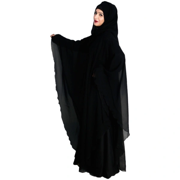 Humeira Abaya Simple Black Farasha in Al Nida Fabric - 54, 300 gms