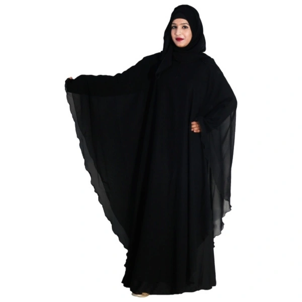 Humeira Abaya Simple Black Farasha in Al Nida Fabric - 54, 300 gms