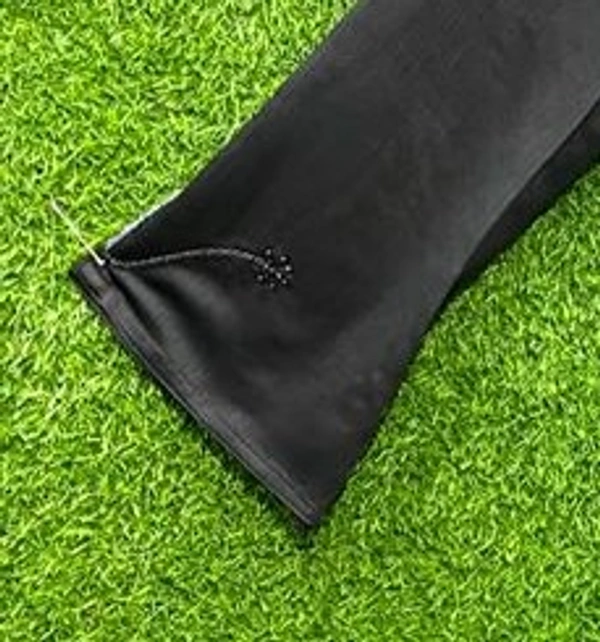 Humeira Abaya Front Leaf Style Hand Work Burkha in Al Nida Fabric - 54, Black, 300 gms