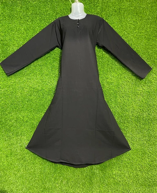 Humeira Abaya Humeira Simple Neck Button Burkha For School/College Girl & Daily Use - 54, Black, 300 gms