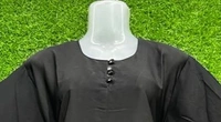 Humeira Abaya Simple Sleeves Stone Work Abaya in Al Nida Fabric - 54, Black, 300 gms