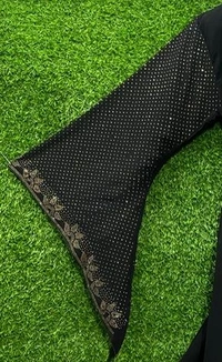 Humeira Abaya Burj Golden Heavy Coat Type Abaya in Al Nida Fabric M S Nug - 54, Black, 300 gms