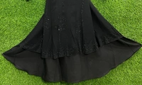 Humeira Abaya Dubai Style Double Layer Front Nug Kali Burkha Abaya in Al Nida Fabric - 54, Black, 300 gms