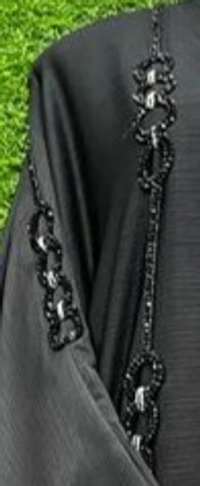 Humeira Abaya Front Open Circle Hand Work Abaya/Burkha in Al Nida Fabric - 54, Black, 300 gms