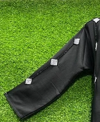 Humeira Abaya Indian Traditional Premium Simple Front Open Squar Type Hand Work Burkha in Al Nida Fabric - 54, Black, 300 gms
