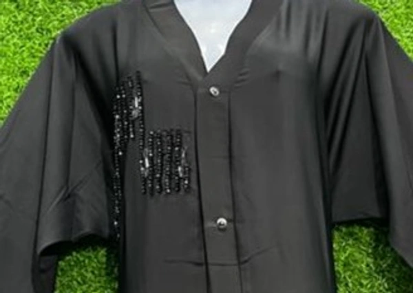 Humeira Abaya Simple Hand worked Abaya Front Open - 54, Black, 300 gms