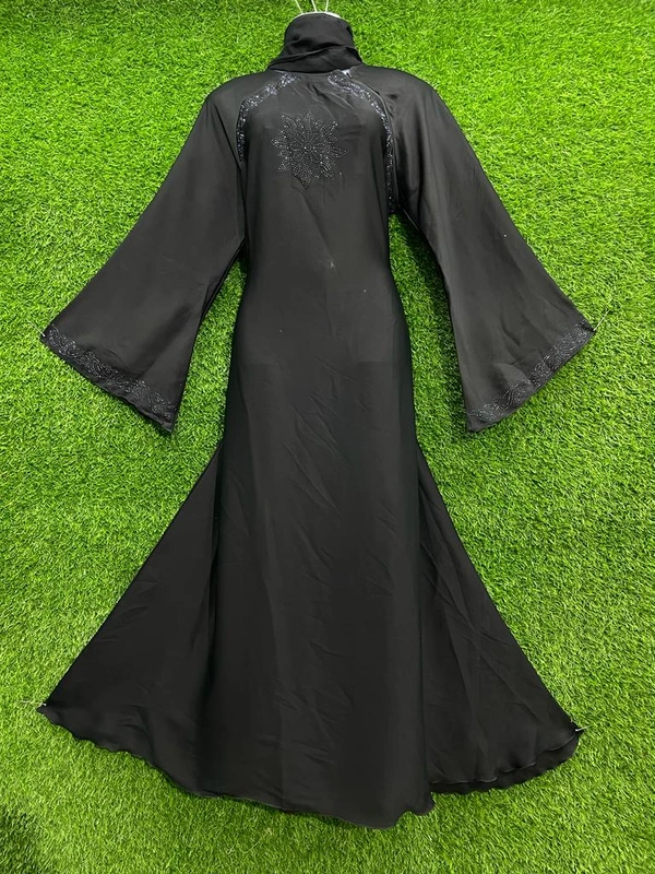 Humeira Abaya Small Simple Stone Work Burkha in Al Nida Fabric - 54, Black, 300 gms