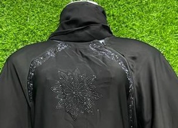 Humeira Abaya Small Simple Stone Work Burkha in Al Nida Fabric - 54, Black, 300 gms
