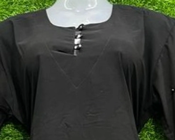 Humeira Abaya Simple Double Layer Sleeves Moti Abaya Burkha in Al Nida Fabric - 54, Black, 300 gms