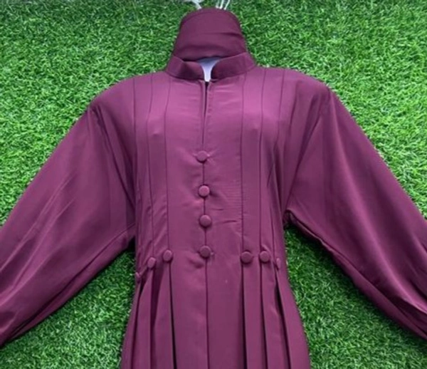 Humeira Abaya Pink Button Frill Style Simple Abaya for Girl - 54, Pink, 300 gm