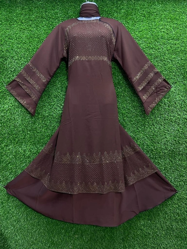 Humeira Abaya Brown Colour Chitta Nug Abaya - 54, Brown, 300 gm