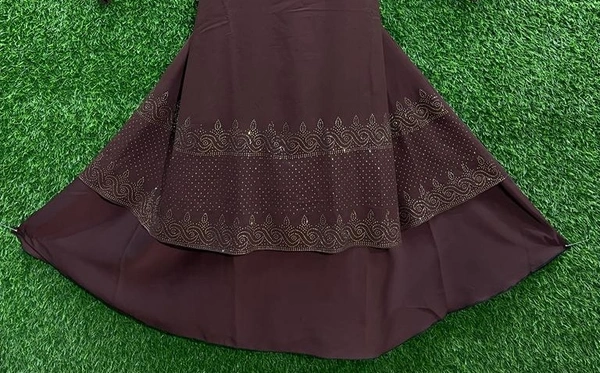 Humeira Abaya Brown Colour Chitta Nug Abaya - 54, Brown, 300 gm