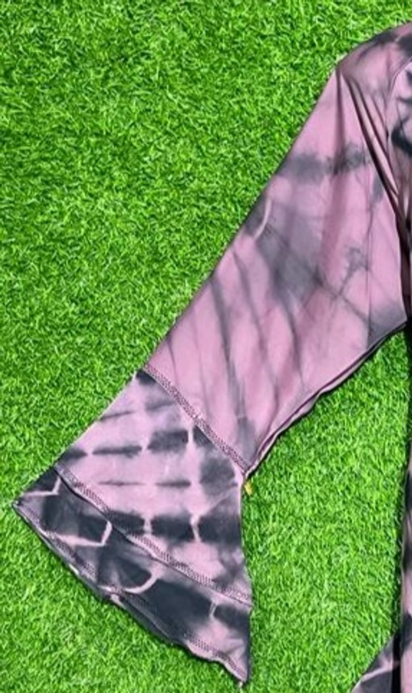 Humeira Abaya Front Open Black Print Abaya in Al Nida Fabric - 54, Pink, 300 gm