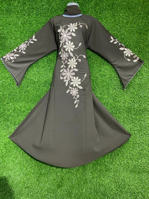 Humeira Abaya Skin Colour Long Chitta Nug Skin Emb in Al Firdous Fabric - 54, Skin Colour, 300 gm