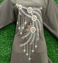 Humeira Abaya Jaal Type Skin Colour Embroidery Abaya in Al Nida Fabric - 54, Skin Colour, 300 gm
