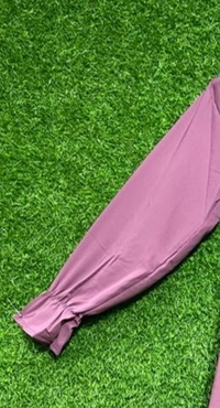 Humeira Abaya Coty Frill Pink Abaya in Al NIda Fabric - 54, Pink, 300 gm