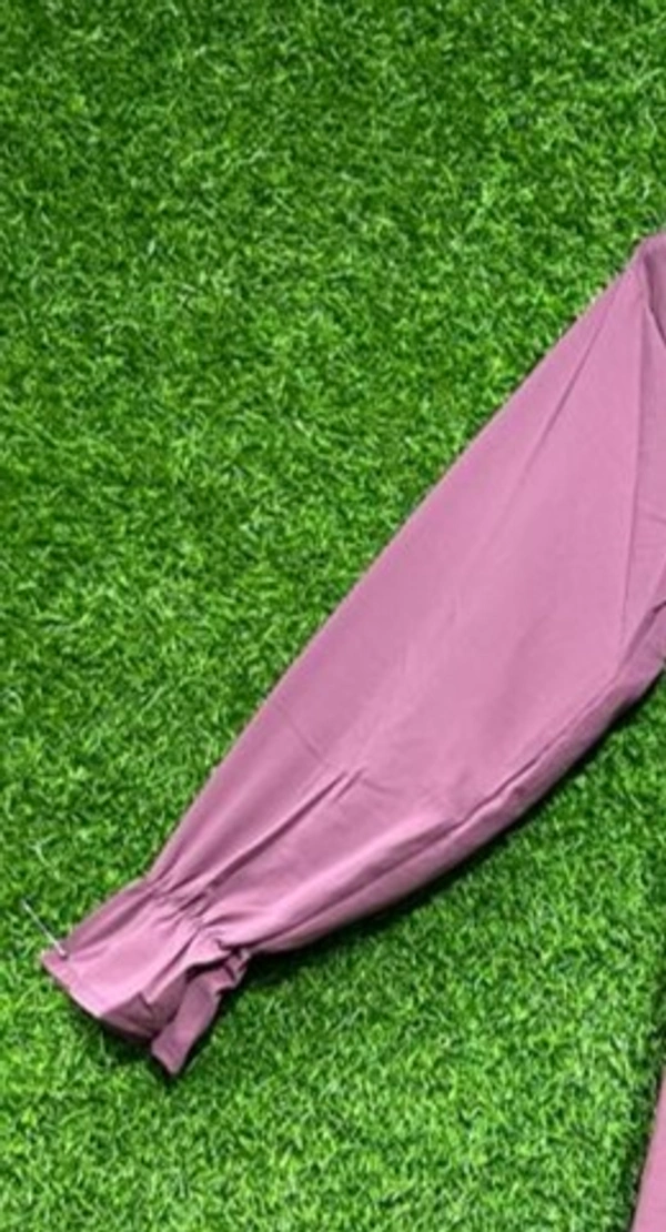 Humeira Abaya Coty Frill Pink Abaya in Al NIda Fabric - 54, Pink, 300 gm