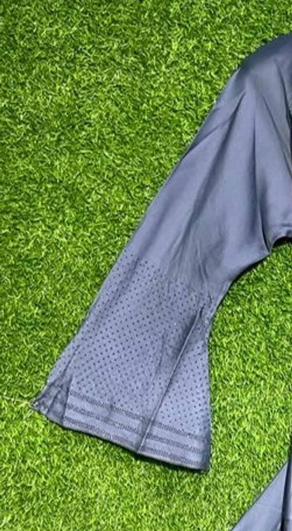 Humeira Abaya Simple Nug Line Grey Colour Abaya in Al Nida Fabric - 54, Grey, 300 gm
