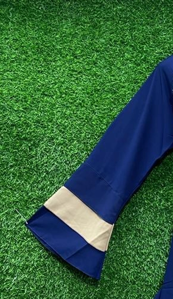 Humeira Abaya Embroidery & Hand Work Abaya in Al Nida Fabric - 54, Blue, 300 gm