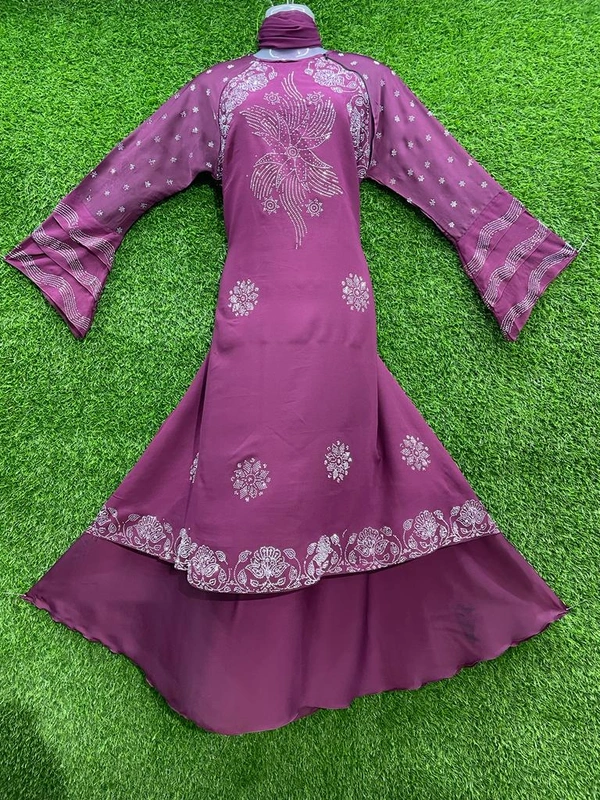Humeira Abaya Double Palla White Nug Abaya in Al Nida Fabric - 54, Pink, 300 gm