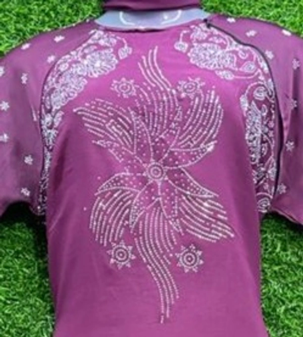 Humeira Abaya Double Palla White Nug Abaya in Al Nida Fabric - 54, Pink, 300 gm