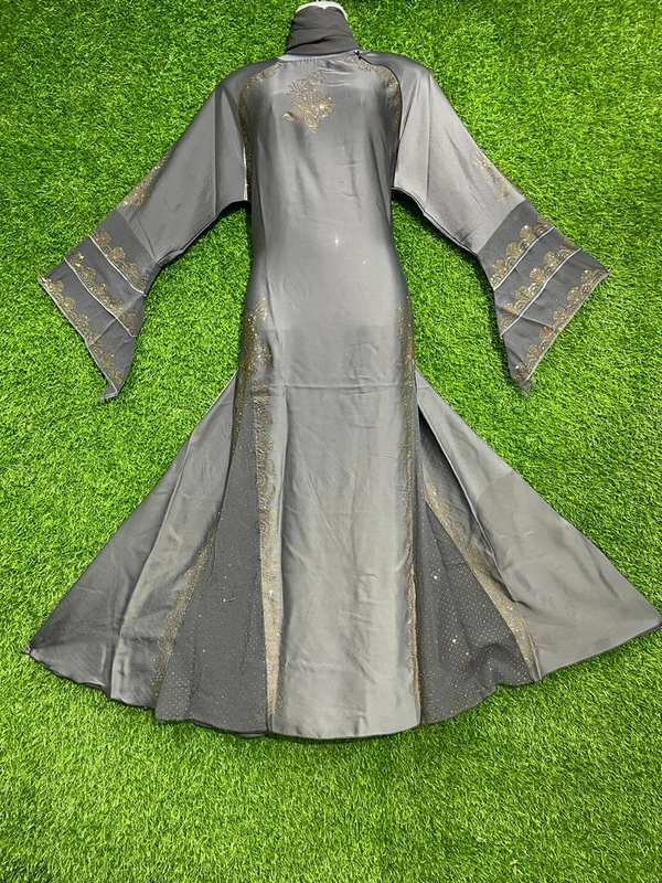 Humeira Abaya Humeira Triple Layer Light Brown Buta Abaya in Al Nida Fabric For School College Girl - 54, Light Brown, 300 gm