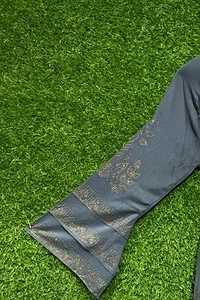 Humeira Abaya Dubai Style Grey Color Colar Shirag Abaya in Al Nida Fabric - 54, Grey, 300 gm
