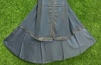 Humeira Abaya Dubai Style Grey Color Colar Shirag Abaya in Al Nida Fabric - 54, Grey, 300 gm