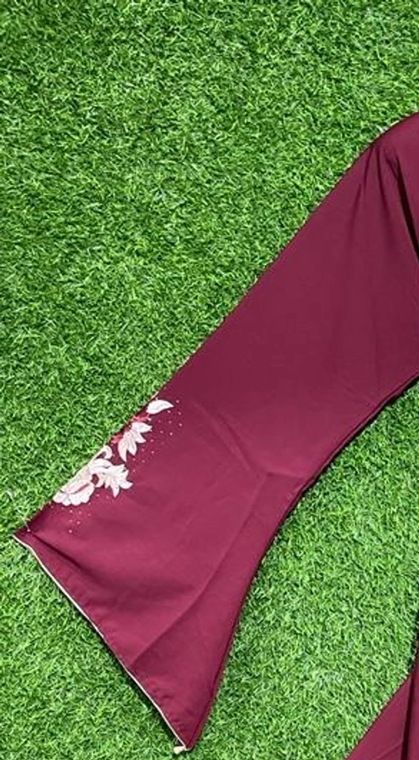 Humeira Abaya Gulab Style Embroidery in Maroon Color - 54, Maroon, 300 gm