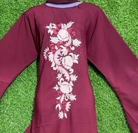 Humeira Abaya Gulab Style Embroidery in Maroon Color - 54, Maroon, 300 gm
