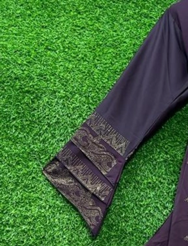 Humeira Abaya Purple Double Layer Shirag Coat Abaya/Burkha in Al Nida Fabric - 54, Purple, 300 gm