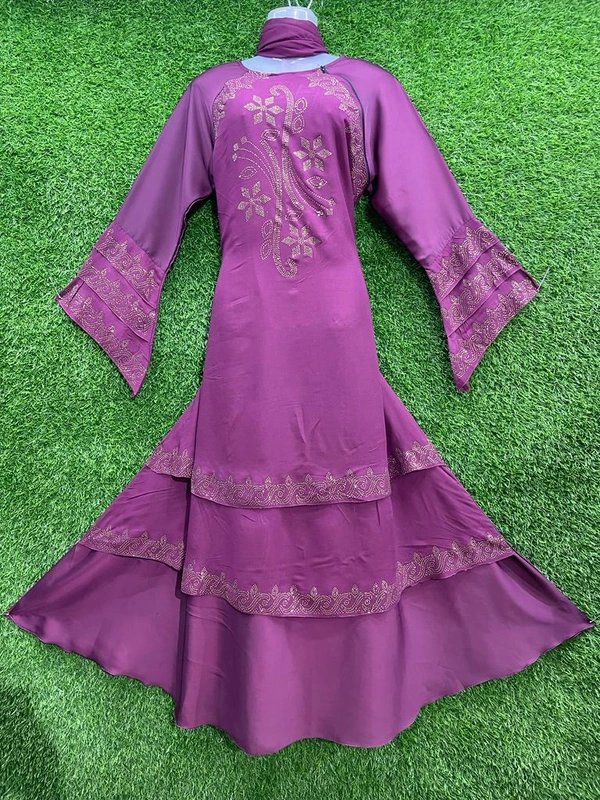 Humeira Abaya Double Layer Pink Colour Abaya Burkha in Al Nida Fabric - 54, Pink, 300 gm