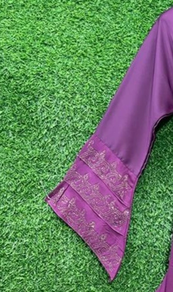 Humeira Abaya Double Layer Pink Colour Abaya Burkha in Al Nida Fabric - 54, Pink, 300 gm