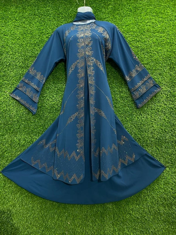 Humeira Abaya Full Bell Rama Green Colour Heavy Abaya in Al Nida Fabric - 54, Rama Green, 300 gm