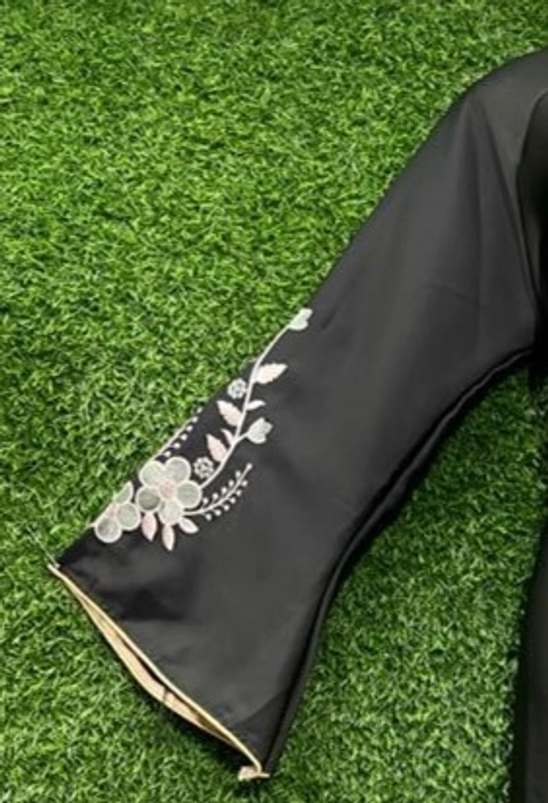 Humeira Abaya Brown Colour Long Front Embroidery Abaya in Al Nida Fabric - 54, Brown, 300 gm