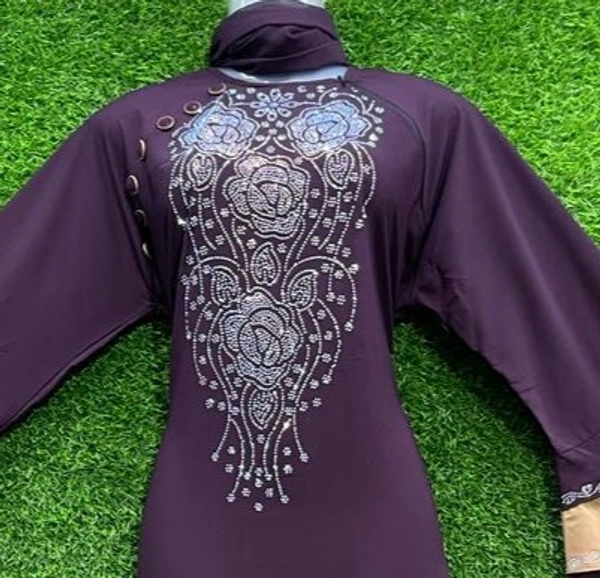 Humeira Abaya 6 BTN Big Buta Abaya in Al Firdous - 54, Purple, 300 gm